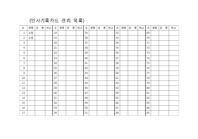 인사기록카드관리목록